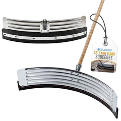 22" Curved Rubber Floor Squeegee with Wooden Handle