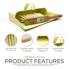 Newman and Cole Cream Metal Dustpan and Brush Set | Hooded Design