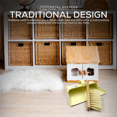 Newman and Cole Cream Metal Dustpan and Brush Set | Hooded Design