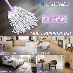 Lilac Cotton Mop | Absorbent Floor Mop with Handle