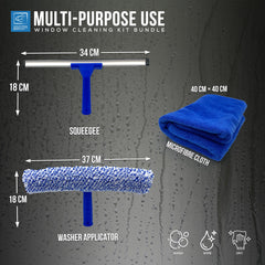Window Cleaning Squeegee & Applicator Kit with Microfibre Cloth
