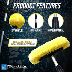 1.9m Telescopic Water-Fed Car Wash Brush | 2-Section Handle