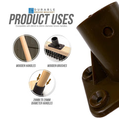 1 1/8" (28-29mm) Plastic Broom Bracket with 4 Holes - Pack of 3
