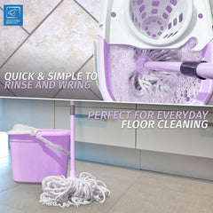 Lilac Mop and Bucket Set | Cotton Mop with Wringer
