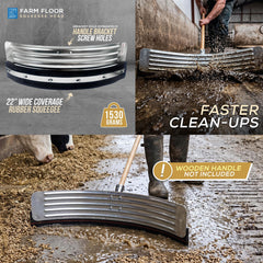 22" Curved Metal Floor Squeegee Head with Rubber Blade