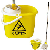 Yellow & White Caution Mop Bucket and Mop Set | 12L