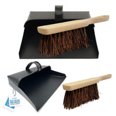 Metal Hooded Dustpan and Brush Set – Heavy Duty Stiff Hand Brush