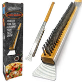 Compact Pizza Oven Brush with Scraper & Steel Bristles