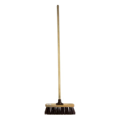10" Newman & Cole Stiff PVC Broom with Wooden Handle - Outdoor Sweeper