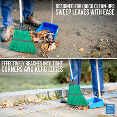 Telescopic Lawn and Gutter Flick Broom - Long PVC Bristle Outdoor Brush