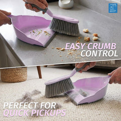 Lilac Dustpan and Brush Set | Compact Household Sweeping Set