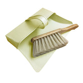 Cream Metal Hooded Dustpan & Soft Bristle Wooden Brush Set