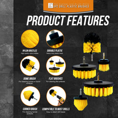 Drill Brush Cleaning Set | Nylon Power Scrubbing Brushes
