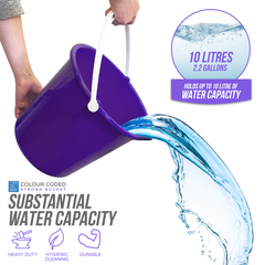 Purple 10L Colour Coded Cleaning Bucket with Spout