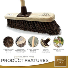 12" Newman & Cole Bassine Broom with Handle | Outdoor Yard Brush
