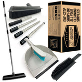 Rubber Broom, Hand Brush & Dustpan Set for Pet Hair