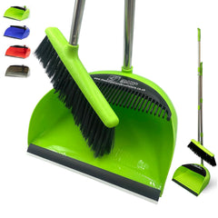 Long Handled Dustpan and Brush Set with Multi-Section Handle