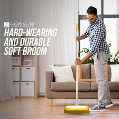 Yellow Colour Coded Broom Head & Handle with Scraper