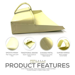 Cream Metal Hooded Dustpan | Traditional Heavy Duty Dustpan
