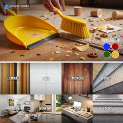 Yellow Colour Coded Dustpan and Brush Set