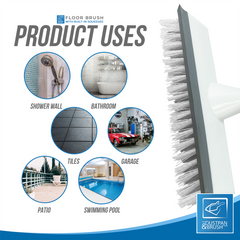 Deck Floor Scrubbing Brush with 4 Piece Handle & Squeegee