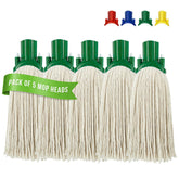 Green Cotton Mop Heads 12PY Pack of 5 | Colour Coded Cleaning