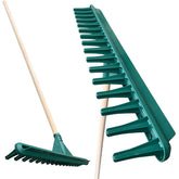 Big Plastic Rake Head with Wooden Handle – 70cm Garden Rake