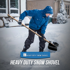 Plastic Snow Scoop Shovel with Wooden Handle – 44cm Snow Shovel