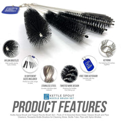 10 Pack Kettle Spout & Bottle Tube Cleaning Brushes