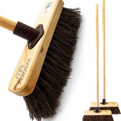 10" Stiff Bassine Brooms with Wooden Handles - Pack of 2
