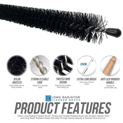 Long Reach Radiator Cleaning Brush – Flexible 113cm Duster