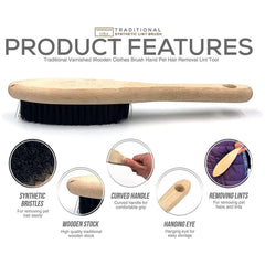 Newman and Cole Wooden Clothes Brush | Garment & Lint Brush