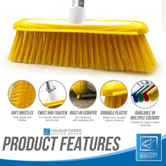 Yellow Colour Coded Broom Head & Handle with Scraper