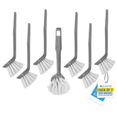 Round Dish Brushes Pack of 7 | Washing Up Brushes with Scraper