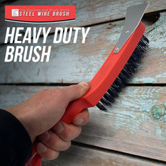 Heavy Duty Wire Brush with Scraper | Single, 3 & 12 Pack Options