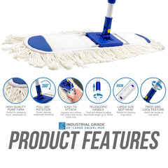 24" Flat Dust Mop with 130cm Telescopic Handle