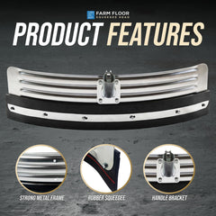 22" Curved Metal Floor Squeegee Head with Rubber Blade