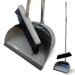 Long Handled Dustpan and Brush Set with Multi-Section Handle