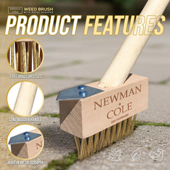 Newman and Cole Weed Brush with Scraper – Long Handle Patio Brush