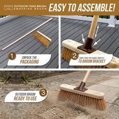 12" Newman & Cole Natural Coco Broom with Wooden Handle