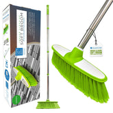 Green & White Soft Indoor Broom with 4 Piece Steel Handle
