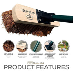 10" Newman & Cole Soft Coco Broom with Green Metal Handle