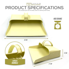 Cream Metal Hooded Dustpan | Traditional Heavy Duty Dustpan