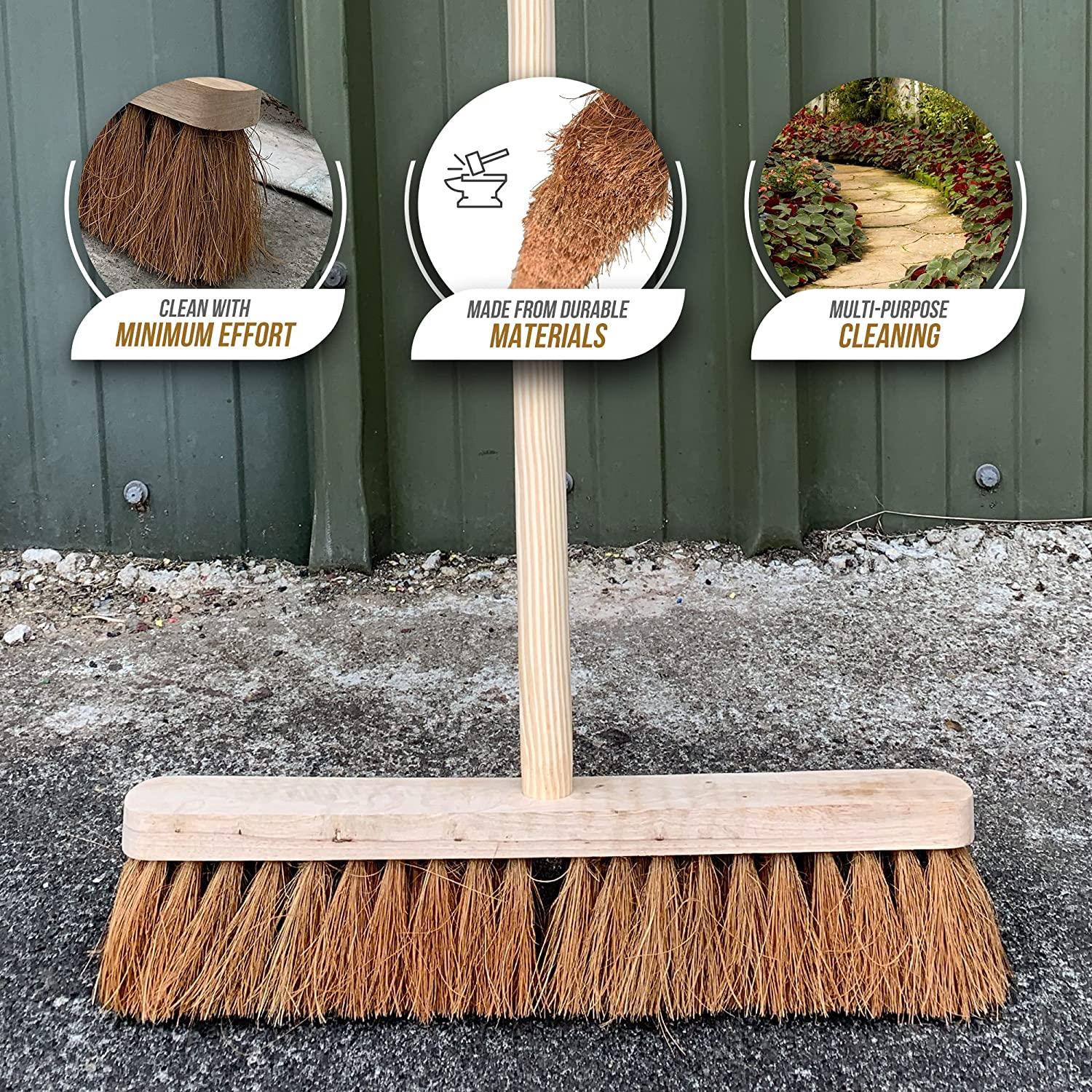 18" Soft Coco Broom with Wooden Handle for Dry Sweeping