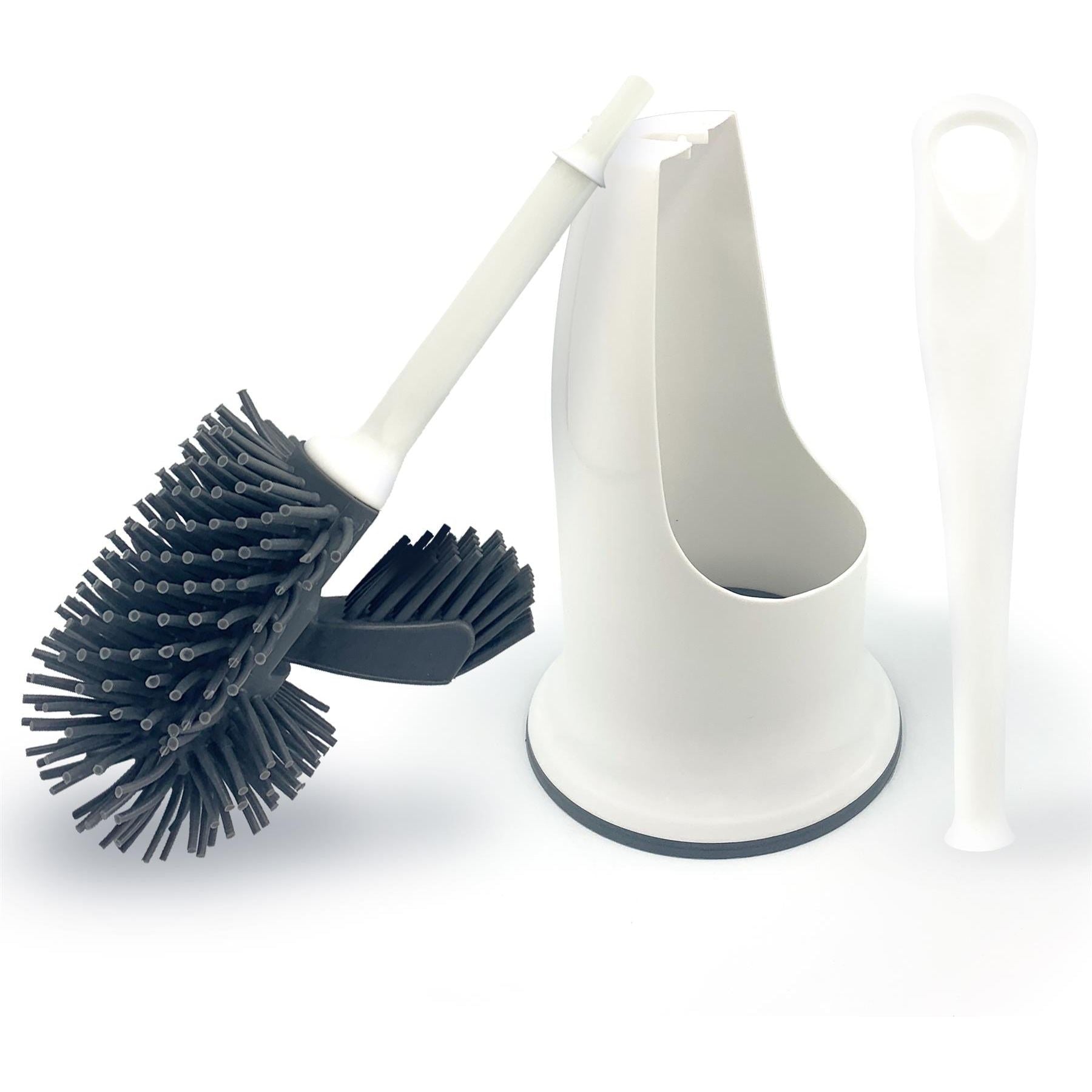 Silicone Toilet Brush Set with Spare Head & Rim Cleaner