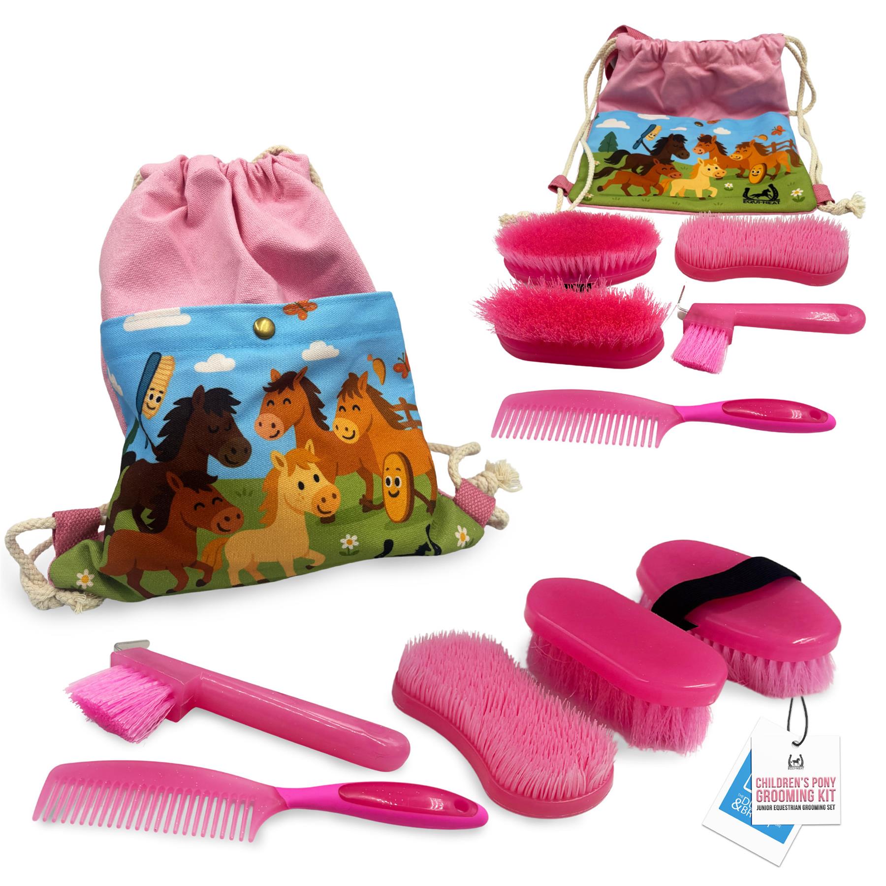 Equi-Neat Kids Horse Grooming Kit Pink – 5 Piece Set