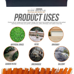 Metal Dustpan and Brush Set with Stiff PVC Synthetic Brush
