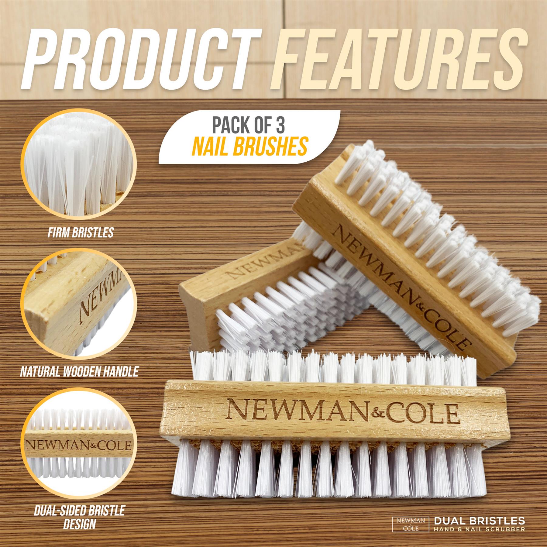 Newman and Cole Wooden Nail Brush - Pack of 3