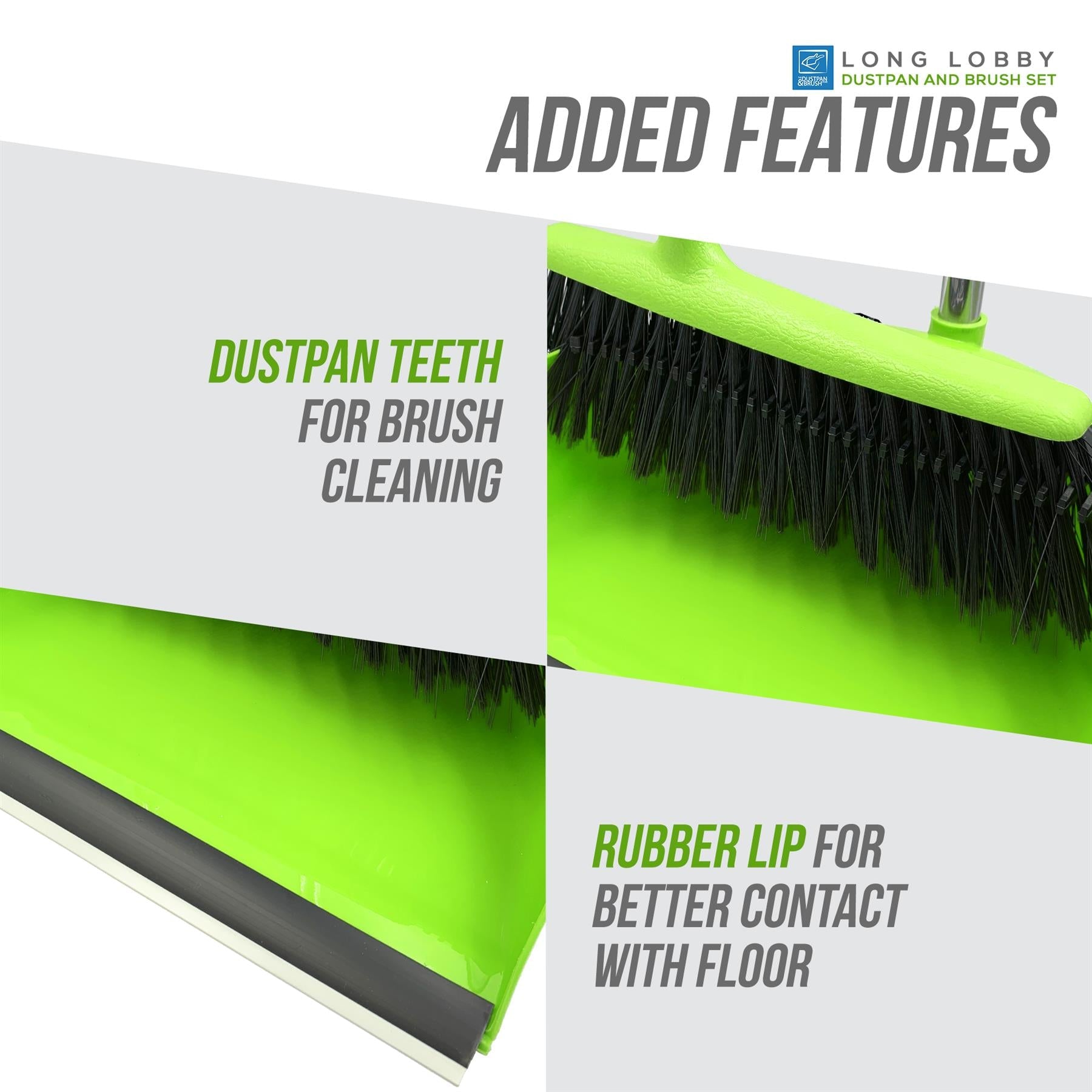 Long Handled Dustpan and Brush Set with Multi-Section Handle