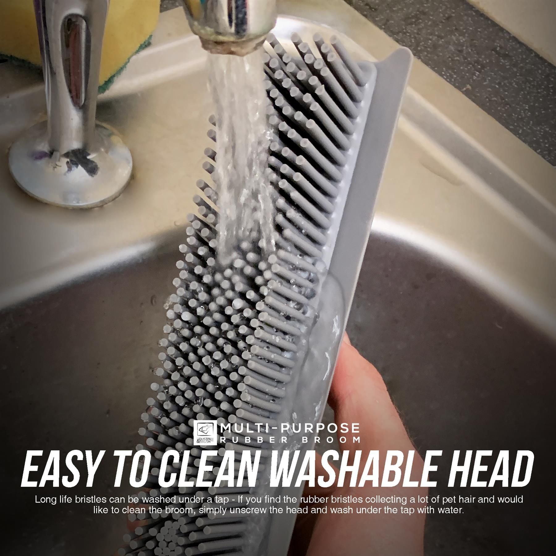 Grey Rubber Broom for Pet Hair & Carpets